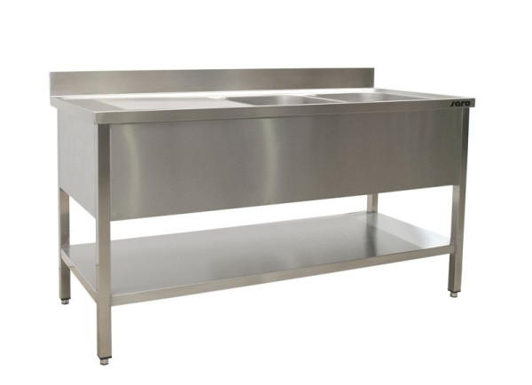 Saro Spültisch mit 2 Becken, rechts - 600 mm Tiefe, 1600mm, 600-2545R