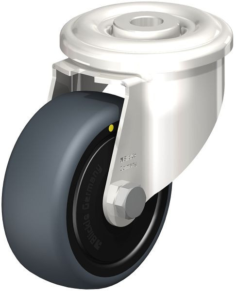 Blickle LEXR-TPA 80KD-ELS-FK Edelstahl-Lenkrolle mit Rückenloch, Thermoplastisches Gummi-Elastomer, Grau, 853608