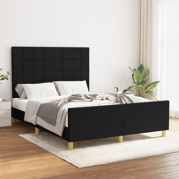 vidaXL Bettgestell mit Kopfteil Schwarz 140x190 cm Stoff, 3125051