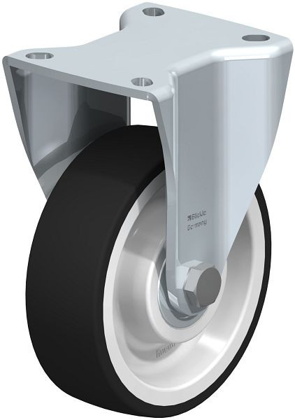 Blickle BH-POTH 125K-1 Stahlblech-Bockrolle, Schwerlast-Ausführung, mit Anschraubplatte, Thermoplastisches Polyurethan, Grau, 298901