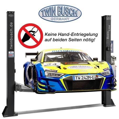 Twin Busch 2 Säulen Hebebühne 4.2 t - BASIC LINE - halbautomatische Entriegelung - GREY-Line, TW242M-230-G