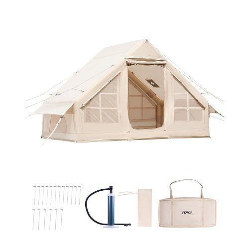 VEVOR Aufblasbares 3x2x2m Camping-Zelt, 3–5 Personen, 300D Oxford, 4-Jahreszeiten, inkl. Handpumpe, Ofenanschluss, Tasche, KJZP321MCQWZILCOXV0