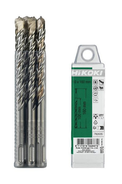 HiKOKI HM-Hammerbohrer SDS-Plus 2-Schneider 10 x 100/160 mm, VE: 10 Stück, 782635