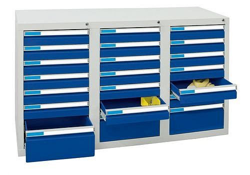 stumpf Schubladenschrank Esta mit 21 Schubladen, grau/blau, B 1000 mm, H 900 mm, 251955
