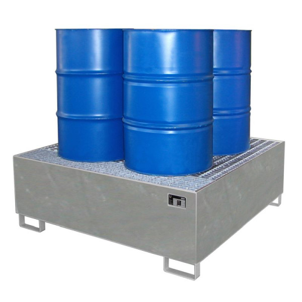 STEIN HGS Auffangwanne AW, 800 Liter, ohne Farbe, feuerverzinkt, Höhe 525 mm, feuerverzinkt, 4 x 200 Liter Fass, 79185.0036