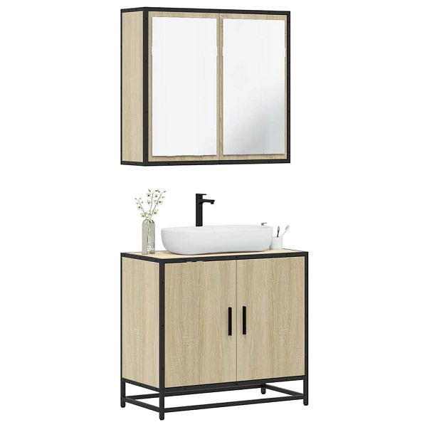 vidaXL 2-tlg. Badmöbel-Set Sonoma-Eiche Holzwerkstoff, 3300886