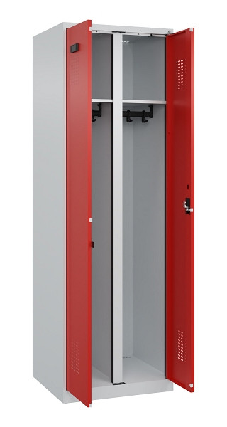 C+P Schwarz-Weiß-Spind Evolo PLUS, 2 Abteile, 1850x600x500mm, 7035/3020, Zylinderschloss, 049002-20 S10032