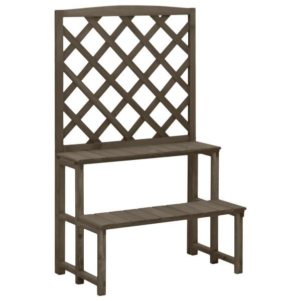 vidaXL Blumentreppe mit Rankgitter Grau 70x42x115cm Massivholz Tanne, 316414