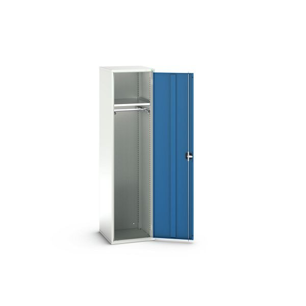 bott verso Garderobenschrank, mit 1 Fachboden und 1 Kleiderstange, BxTxH: 525 x 550 x 2000 mm, Lichtgrau / Enzianblau, 16926350.11