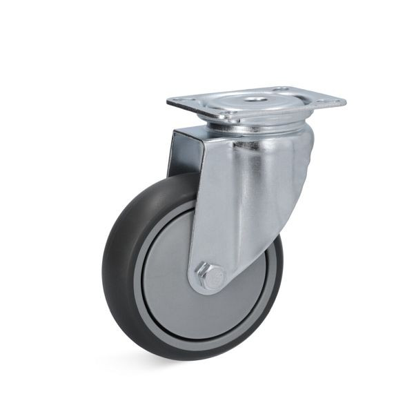 Torwegge Thermoplast Apparate Rolle, Tragfähigkeit 100 kg, Rad-Ø 100 mm, Radbreite 32 mm, Gesamtbauhöhe 135 mm, 0055158
