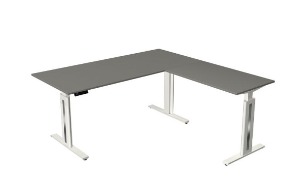 Kerkmann Sitz-/Stehtisch Move 3 fresh, B 1800 x T 800 mm, mit Anbauelement 1000 x 600 mm, elektrisch höhenverstellbar von 720-1200 mm, grafit, 10186412