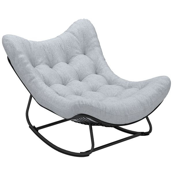 Outsunny Rattan Schaukelstuhl Gartenbank mit Stahlrahmen Kissen Schaukelbank 98 x 111 x 74 cm Grau, 867-246V00GY