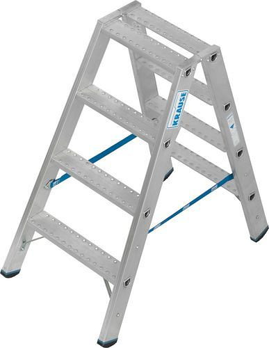 Krause Stufenstehleiter aus Aluminium, beidseitig begehbar, 2 x 4 Stufen R 13, 307625