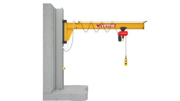 Vetter 125 kg, 3,0 m Wandschwenkkran ASSISTENT + Standard-Lagerkonsole + Elektrokettenzug, AW1,25-3,0+SiXX1F-HF