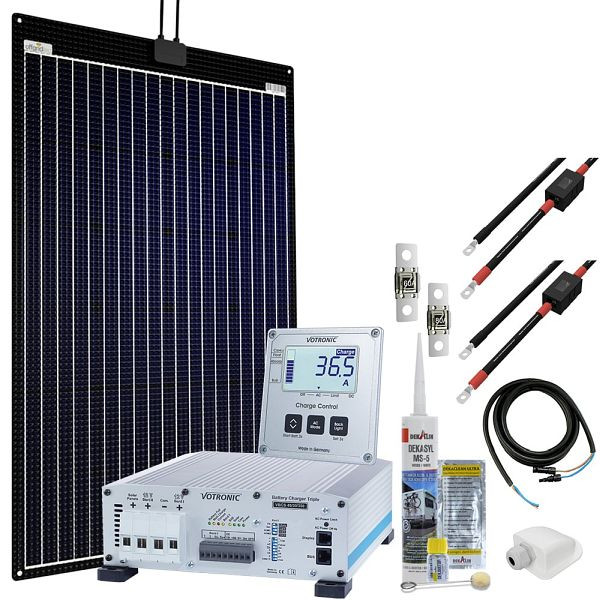 Offgridtec mTriple Flex L Wohnmobil Solaranlage mit 2 x 160W 45/30/350 VBCS Triple Charger und 1247 Charge Control Display, 4-01-010410-002