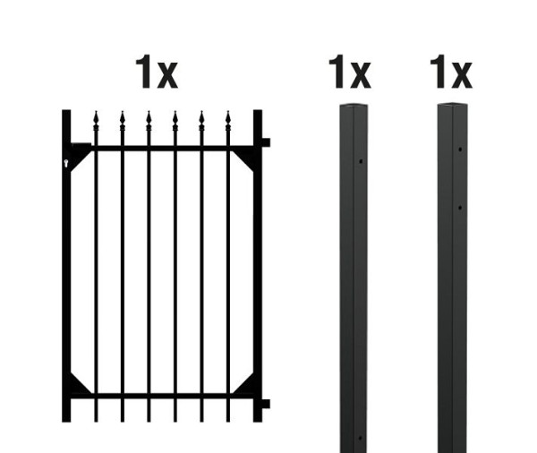 Alberts Einzeltor-Set Chaussee, Aluminium, matt schwarz kunststoffbeschichtet, zum Einbetonieren, 1000 mm x 1200 mm, 510435