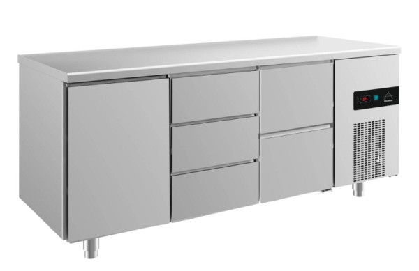 A&S Polarny Kühltisch -2 bis +8°C mit 1x Tür, 1x zwei Schubladen und 1x drei Schubladen mittig, 1865 x 700 x 850 mm, KT3TDZ
