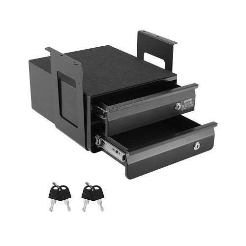 VEVOR Untertisch Schublade 365x335x250 mm, 2-lagiger abschließbarer Aufbewahrungs-Organizer für Sitz-Steh-Arbeitsplätze, GZTCTGCK13INQUZ7NV0