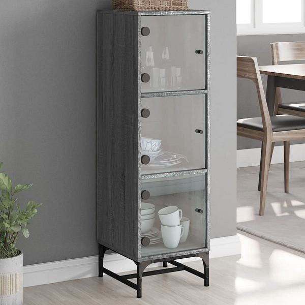 vidaXL Highboard mit Glastüren Grau Sonoma 35x37x120 cm, 836565