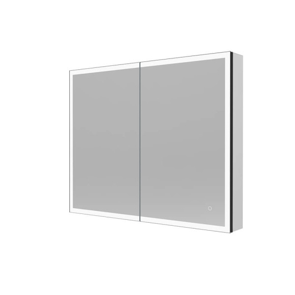 HOME DELUXE LED-Spiegelschrank EVE Schwarz - 100 x 80 cm, 61200