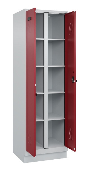 C+P Wäsche-Spind Evolo PLUS, mit Sockel, 2 Abteile, 1950x600x500mm, 7035/3003, Verschluss Drehriegel, 049022-20B S10004