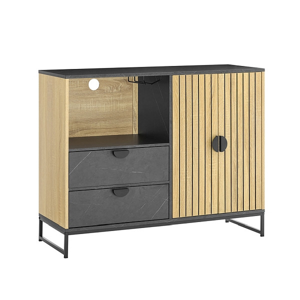SoBuy Sideboard mit 2 Schubladen Holzfarbe 107x40x85.4cm, Industriell, FSB103-N
