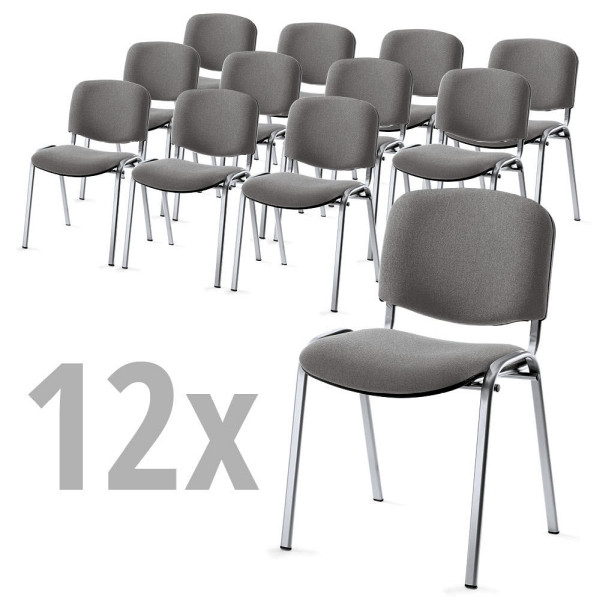 Deskin 12er SET - Besucherstühle ISO, Grau, 545 x 560 x 820 mm, Gestell: Alusilber, 346671