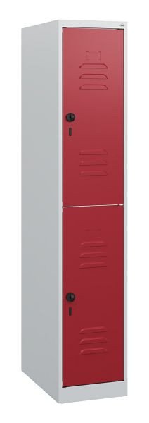 C+P Doppelstöckiger Spind Classic PLUS, 1530x300x500mm, 7035/3003, Drehriegel, 0803005-10 S10001