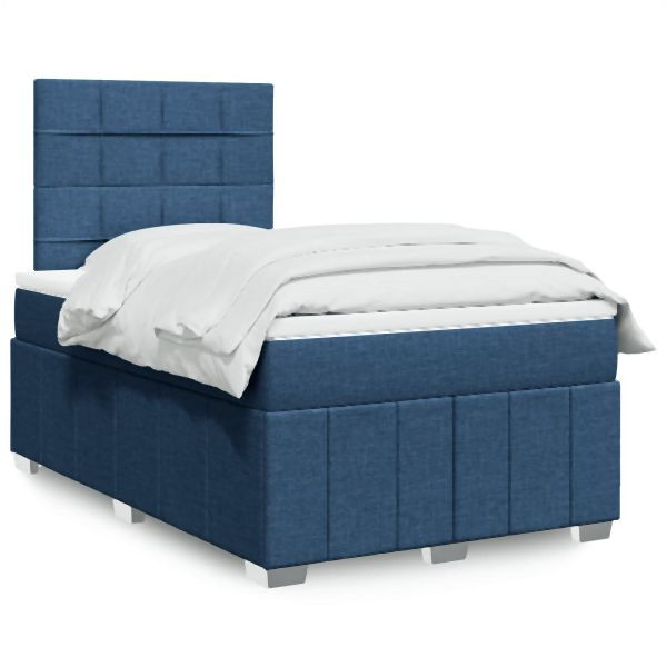 vidaXL Boxspringbett mit Matratze Blau 120x190 cm Stoff, 3291613