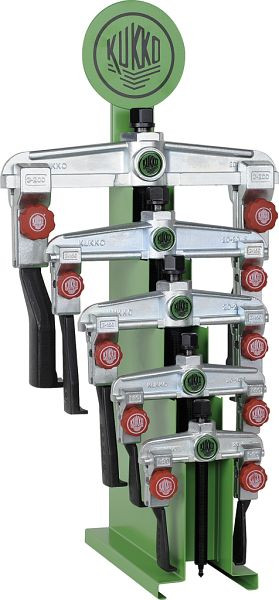 KUKKO Verkaufsdisplay für 2-armige Abzieher mit schmalen Abzughaken, Spannweite außen: 250 mm, 20-ST+S