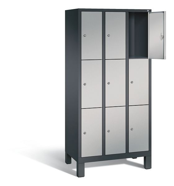 C+P Schließfachschrank Evolo, H1850xB900xT500mm, Farbe: Schwarzgrau / Weißaluminium, 48010-303 S10153