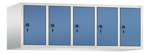 C+P Aufsatz-Garderobenschrank Evolo, 5 Abteile, H500xB1480xT500 mm, Lichtgrau/Fernblau, 48090-50 S10026