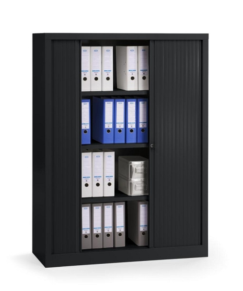 Deskin Rollladenschrank, Schwarz, 1000 x 430 x 1600 mm, 330980