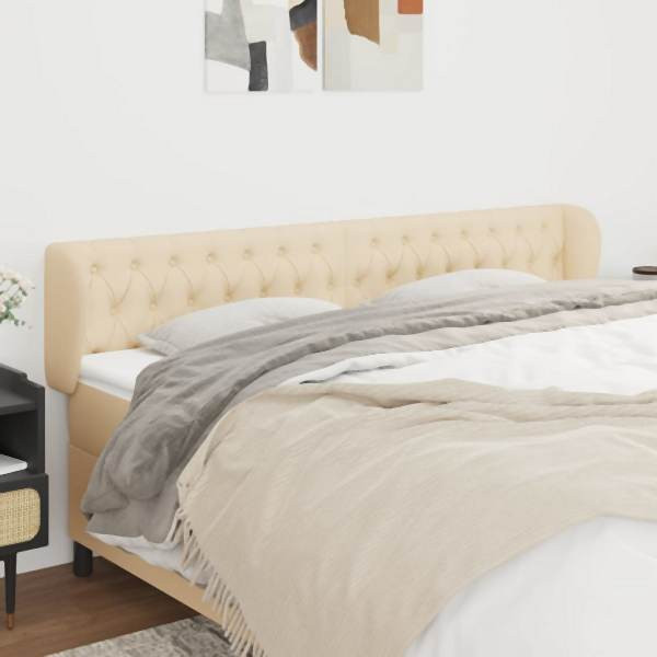 vidaXL Kopfteil mit Ohren Creme 203x23x78/88 cm Stoff, 3117507