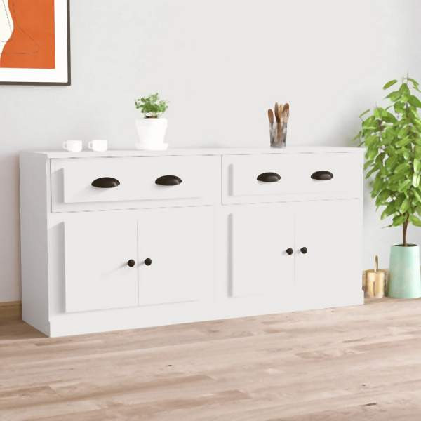vidaXL Sideboards 2 Stück Weiß Holzwerkstoff, 3185263, 8720845821920