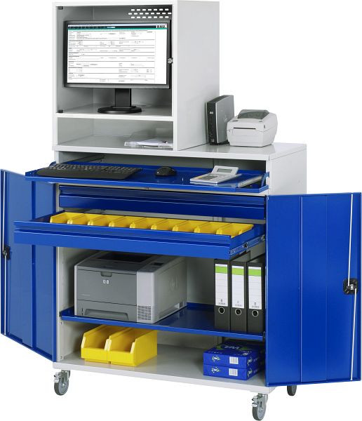 RAU Computer-Schrank - Modell 66, B1100 x T520 x H1895 mm, Monitorgehäuse B650 x T520 x H710 mm, 07-1100-M66-MG5F.11