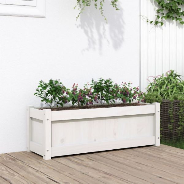 vidaXL Pflanzkübel Weiß 90x31x31 cm Massivholz Kiefer, 837451