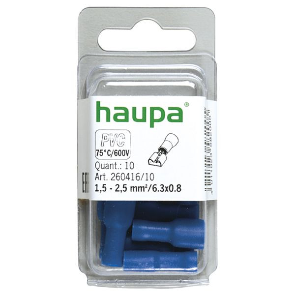 Haupa Flachsteckhülse blau PVC-vollisoliert 1,5-2,5 mm², VE: 100 Stück, 260416/10