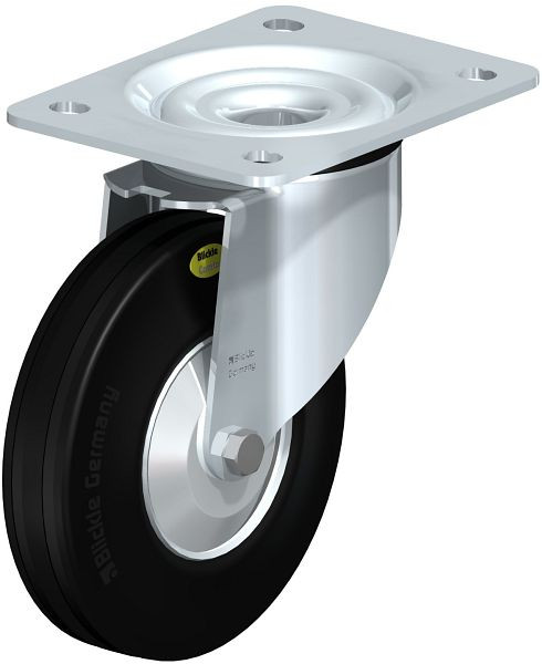 Blickle L-RD 140R-FA Stahlblech-Lenkrolle, mittelschwere Ausführung, mit Anschraubplatte, Zweikomponenten-Vollgummi, Schwarz, 357012