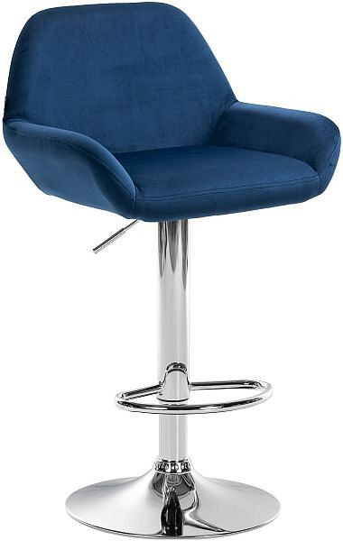 CLP Barhocker Braga Samt chrom, blau, 320892, 4251756478803