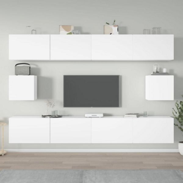 vidaXL 6-tlg. TV-Schrank-Set Weiß Holzwerkstoff, 3114366