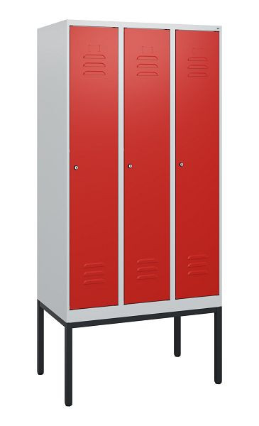 C+P Umkleidespind Classic PLUS, Gestell, 3 Abteile, 1950x900x500mm, 7035/3020, Zylinderschlösser, 0800305-30 S10017