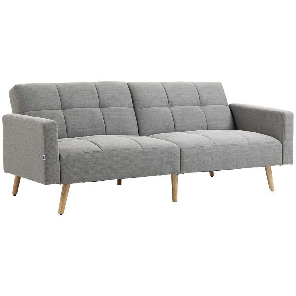 HOMCOM 2 in 1 Schlafsofa 205 x 88 cm Sofa mit Bettfunktion, Couch mit Sitzkissen, Leinenoptik Grau, 839-502V01GY