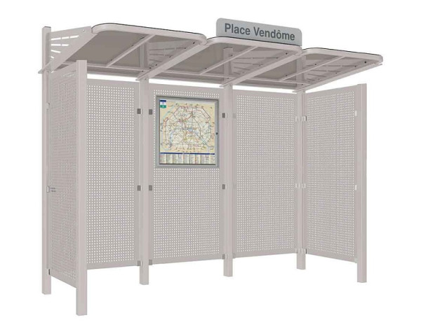 Procity Wartehalle Convi® Rückwand Und 2 Seitenverkleidungen Aus Blech, Farbe RAL 7044, 529438.7044