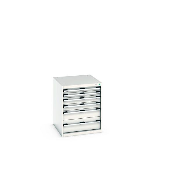 bott cubio Schubladenschrank bestückt, mit 6 Schubladen, BxTxH: 650x750x800mm, RAL 7035/7035, Lichtgrau, 40027019.16V