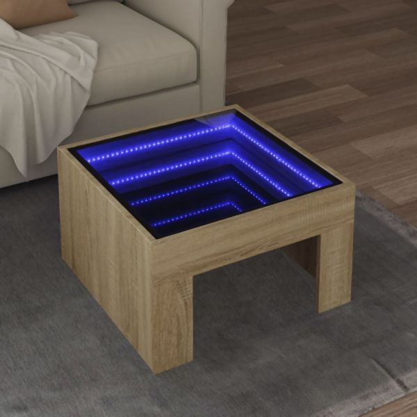 vidaXL Couchtisch mit Infinity-LED Sonoma-Eiche 50x50x30 cm, 847604