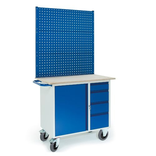 Rollcart Werkstattwagen mit 4 Schubladen 1 Stahlschrank (1111x600), Tragkraft: 400 kg, 07-4361