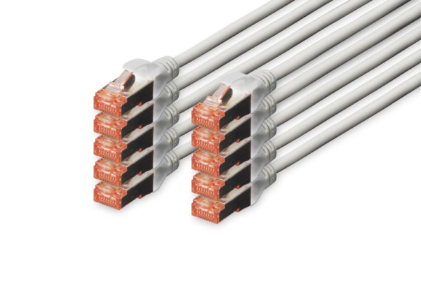 DIGITUS CAT 6 S-FTP Patchkabel, Cu, LSZH AWG 27/7, Länge 0,25 m, grau, VE: 10 Stück, DK-1644-0025-10