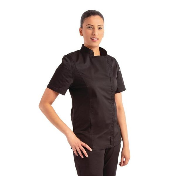 Chef Works Springfield Kurzärmelige Reißverschlusskochjacke Damen schwarz XL, BB051-XL
