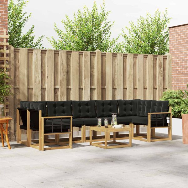 vidaXL Outdoor-Sofagarnitur mit Kissen 8-teilig Weiß und Schwarz, 3389314